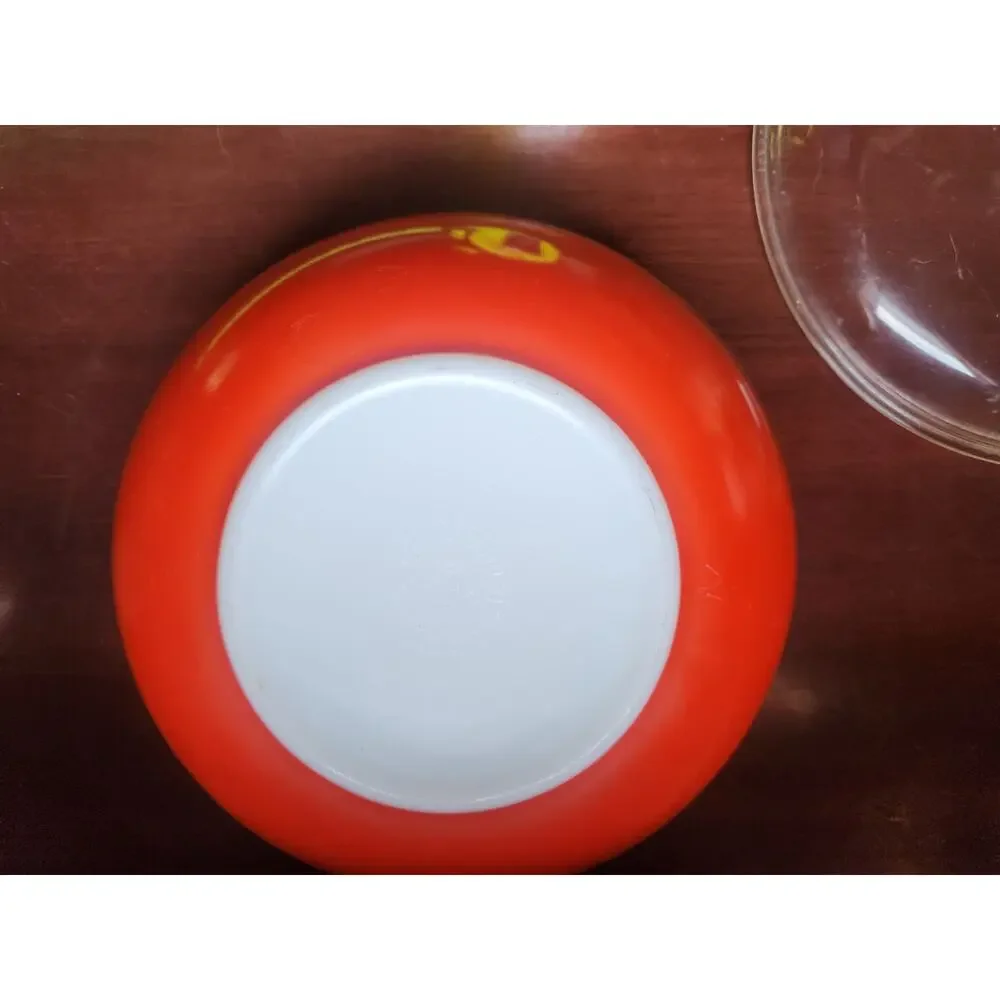 Vintage Pyrex 404 Holiday Pine Needles Orange Red Mixing Bowl w/ Lid 4Qt